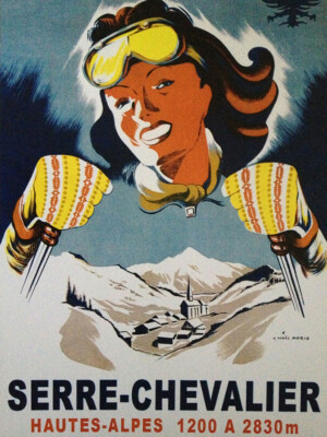 Serre Chevalier Vintage Travel Ski Poster