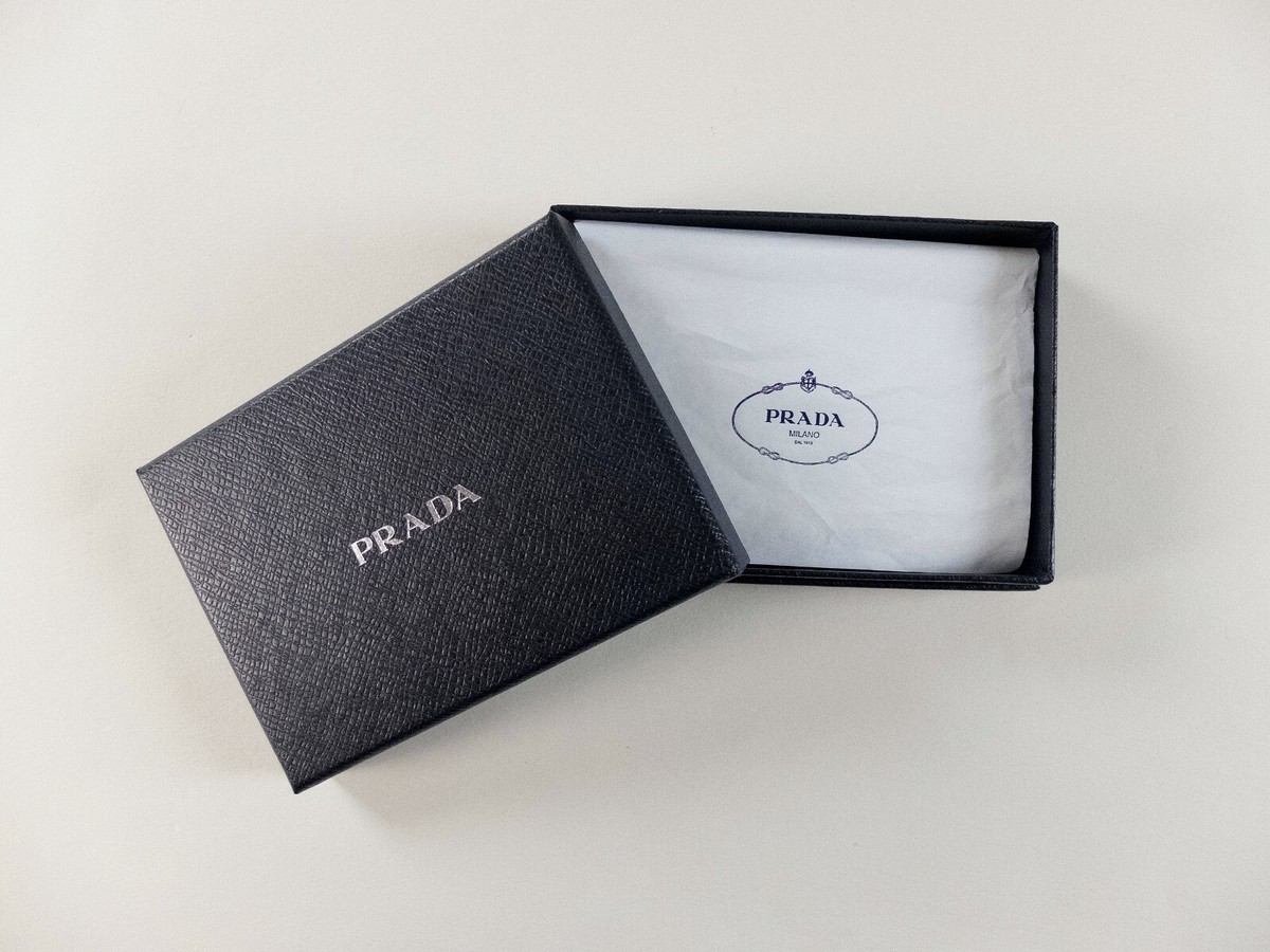 小物 PRADA PRADA blue triangle logo Saffiano leather card holder / mini