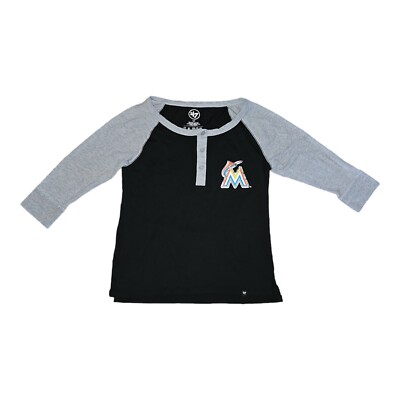 '47 Brand Shirt Women's Small Miami Marlins 3/4 Sleeve Boat Neck Button Down