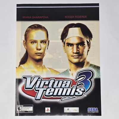 Virtua Tennis 3 PS3 Xbox 360 Sharapova Federer Print Ad/Poster Promo Art