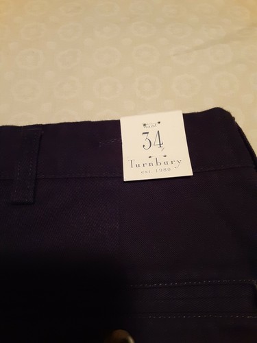 Turnbury Shorts Mens Sz 34 Navy Blue Casual Flat Front 100% Cotton NWT - Picture 4 of 7