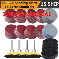 200x Sanding Discs 2" Sanding Disc Sand paper Hook Loop Sander M6 Drill Adapter