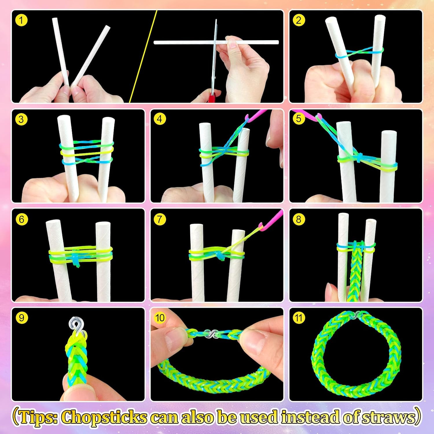 ROSHUKG 7500 Rubber Band Bracelet Kit, 36 Colours Rubber Band Refill Making Kit 