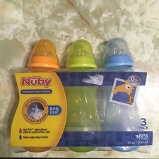 Nuby 3-Pack Bottles 10 oz. 0 month Soft Silicone Nipple Anti Colic Air System