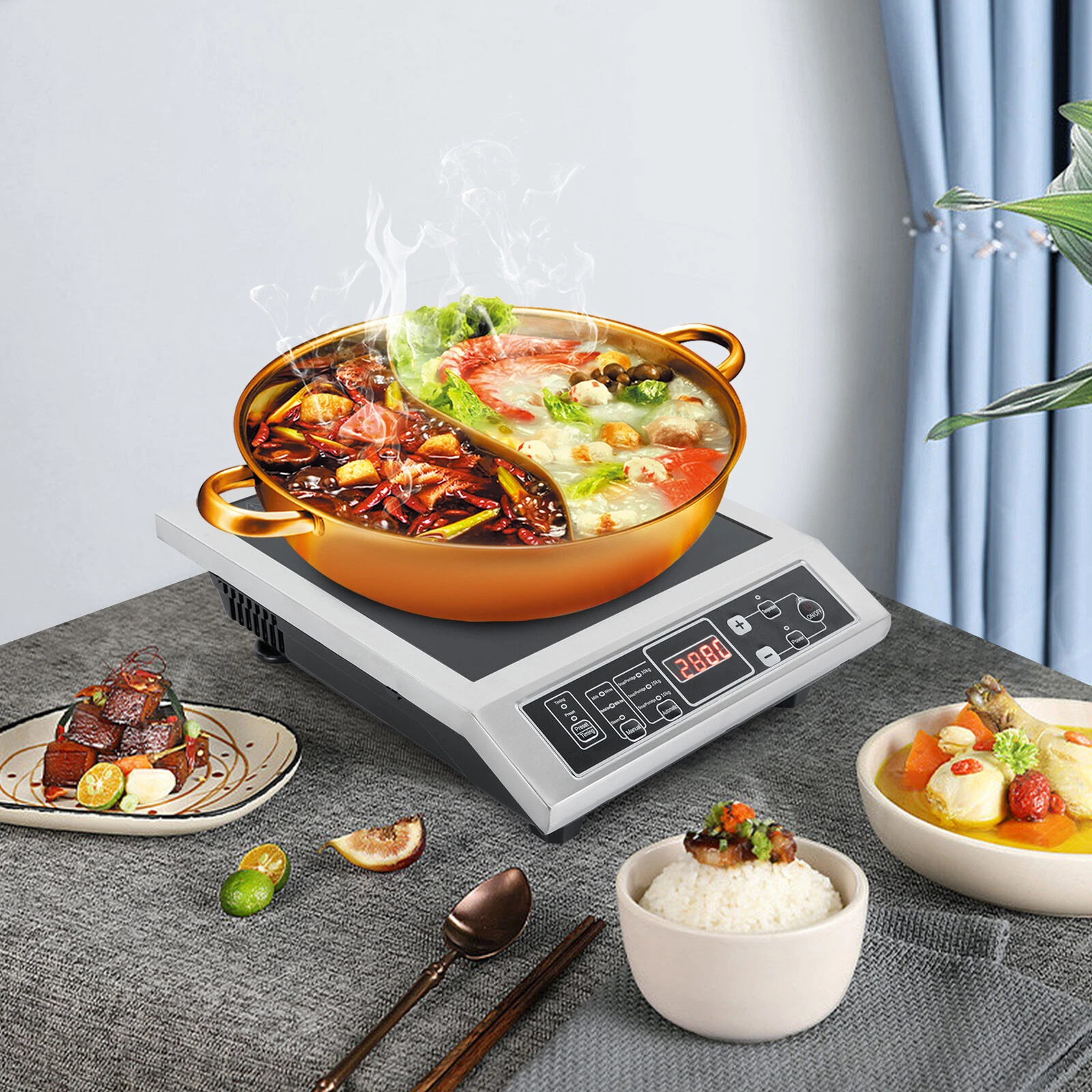 Electric Hot Stove Portable Kitchen Countertop Induction Cooktop Burner 3500W