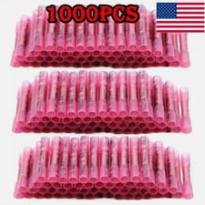 1000PCS Heat Shrink Wire Connectors Red 22-16 AWG Butt Seal Terminals Durable