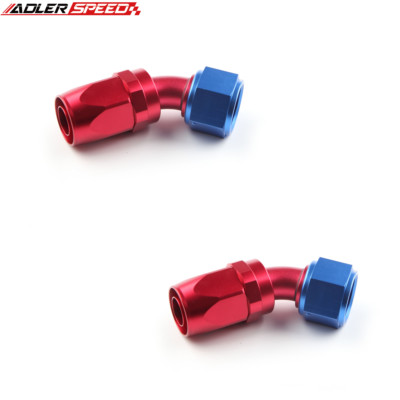 US SHIP 2PCS -10AN AN10 45 Degree Swivel Fuel Hose End Fitting Adapter Red/Blue