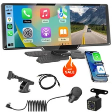 10.26" Android Auto Screen Wireless CarPlay Car Stereo For Apple 2K Dash Cam BT