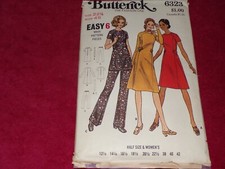    1971 BUTTERICK 6323 - LADIES RETRO DRESS - TUNIC  PANTS PATTERN 22  FF