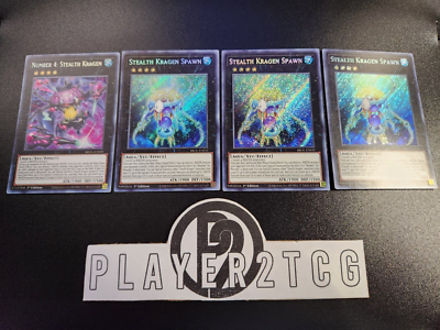 Yugioh | 1x Number 4: Stealth Kragen & 3x Stealth Kragen Spawn | Secret  Rare | eBay