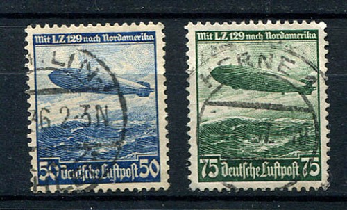 German Reich WW II : LZ 129 - Zeppelin set from 1936 - used