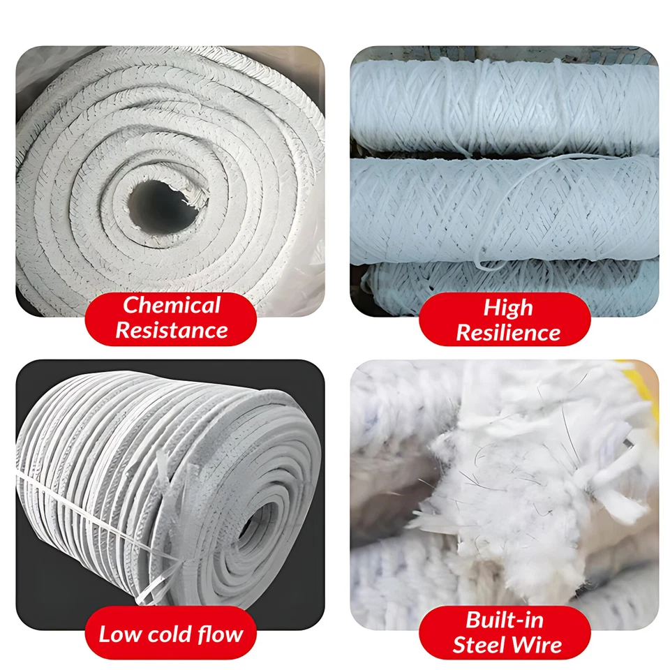 Ceramic Fiber Asbestos Gland Packing Rope Sealing Strip / Stove Rope / Seal Cord - Image 3 of 4