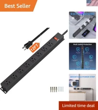 8 Outlet Heavy-Duty Power Strip with 14AWG Cord - Overload Protection Included