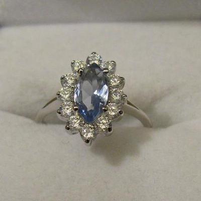 Bague Dolly-Bijoux - Œil Bleu Pavé CZ 15mm - Plaqué Or 18K 5 Microns - Taille 58