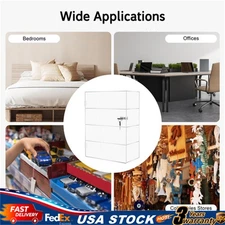 Acrylic Display Case Countertop Clear Box Artifacts Shelves Showcase with Lock