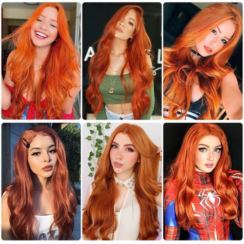 Ginger Wavy Wigs for Women - Long, Heat Resistant, Synthetic Orange Wig for D... - Bild 6 von 7