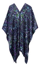 $479 PINEDA COVALIN 100% Silk OS SILK SHAWL Poncho TRIP TO MICTLAN Day of Dead d