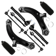 10pc Set Front Suspension Kit Lower Control Arm And Ball Joint Inner Tie Rod End
