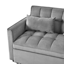 52.75 Inch Convertible Sleeper Sofa Bed Adjustable Backrest Pillows Dark Grey