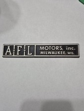 VTG AFL Motors Inc. Milwaukee Wis. Plastic Dealer Badge Emblem Nameplate Ship