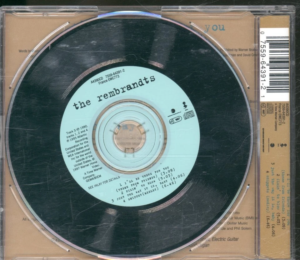 Rembrandts I'll Be There For You CD Europa Elektra 1997 Single A4390CD - Bild 2 von 2
