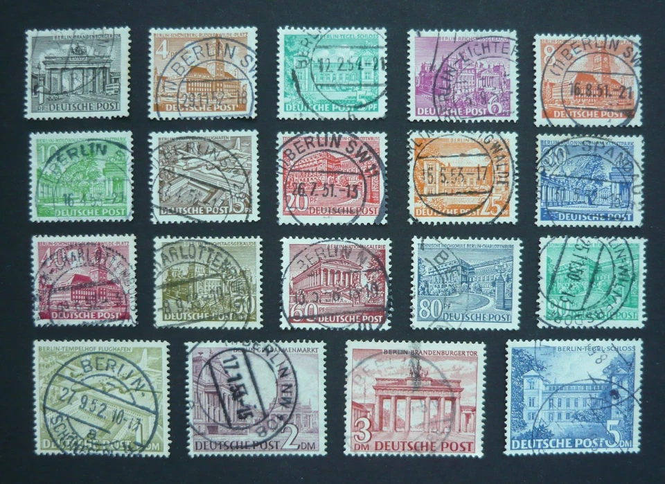 Berlin 1949, Berliner Bauten I, kompletter Satz, Nr. 42 -60, zentr. Rundstempel - Bild 1 von 1