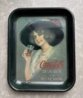 Vintage DRINK COCA COLA Metal Serving Tray 1972 Advertising Soda Tin 1912 Repro