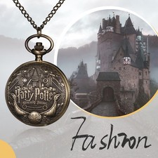 Men Women Embossed Vintage Castle Analog Quartz Roman Dial FOB Pocket Watch Gift