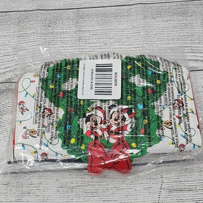 NWT Loungefly Disney Mickey and Minnie & Friends Christmas Holiday Wreath Wallet