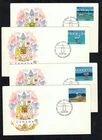 Canada #1063-1066, 195 34¢ Lighthouses 2nd set, on 7 R.G. Sharpe FDCs