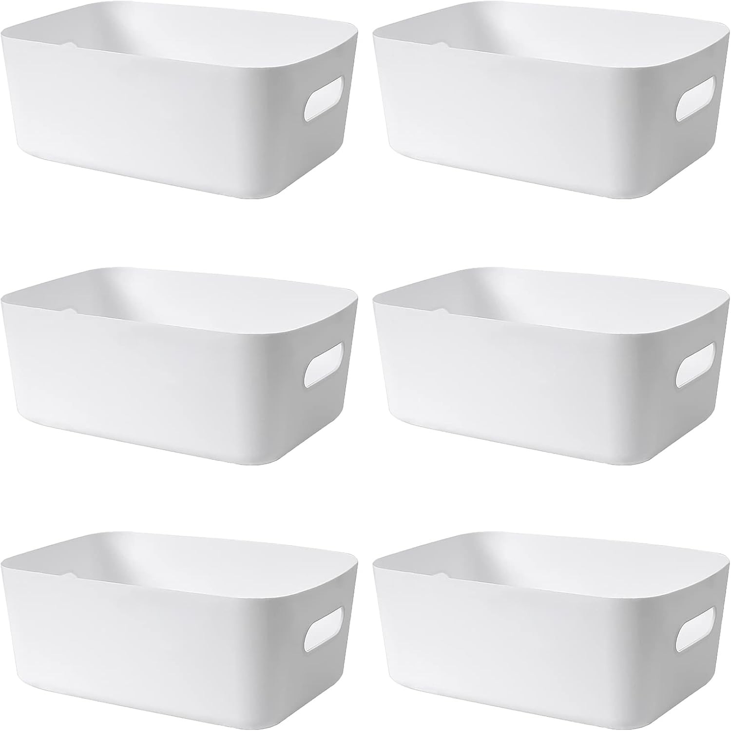 6 Packs Plastic Storage Baskets with Handles, Cupboard Storage Boxes for Bathro
