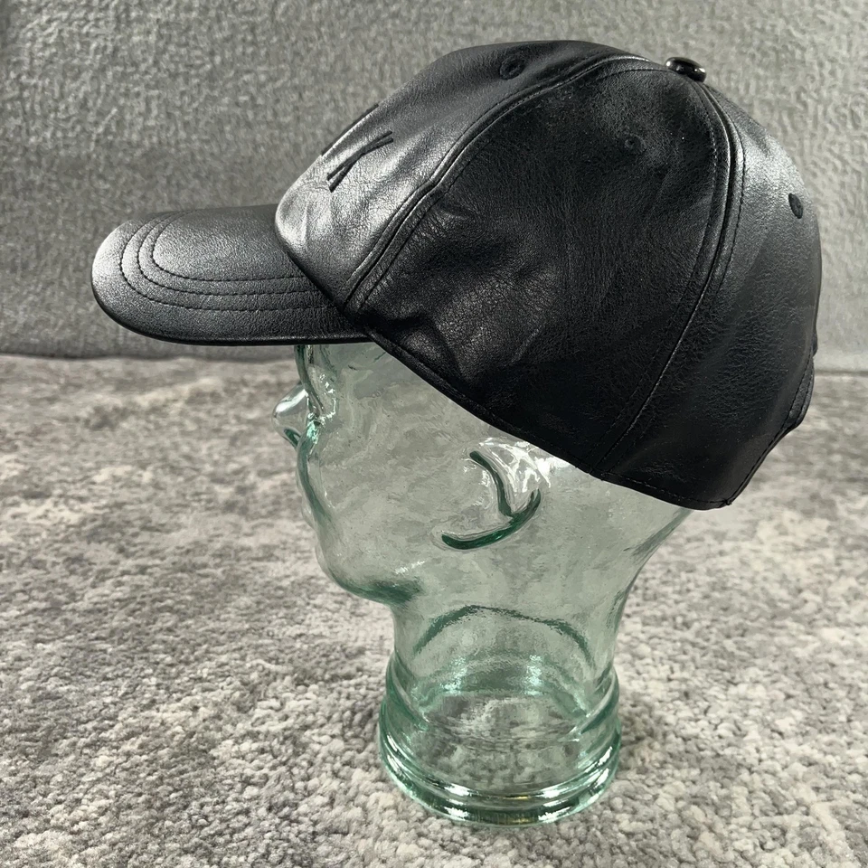 PINK Victorias Secret Hat Cap Snapback Womens Black Faux Leather Embroidered - Image 3 of 4