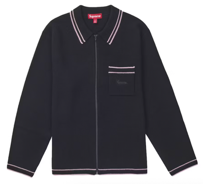 FW24 SUPREME ZIP UP POLO SWEATER BLACK SZ XXL | eBay