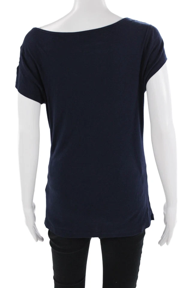 Camiseta deportiva básica Three Dots para mujer azul oscuro manga corta talla L Foto 3 de 4