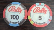 Bally Gaming Manufacturer Las Vegas, NV Lot of 2 Sample Casino Chips