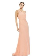 Mac Duggal 26266 Sz 10 Peach One Shoulder Strappy Back Gown