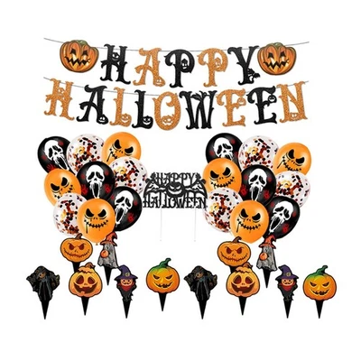 Ensemble de décorations de ballons de bannière de fête d'Halloween, - Photo 1/4
