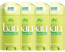 Ban Unscented Deodorant 24 Hour Protection Pack of 4 Antiperspirant 2.6 Oz 11/27