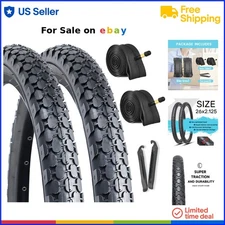 2-Pack Cruiser Bike Tires Set 26x2.125 Rubber Puncture Resistant Urban Beach