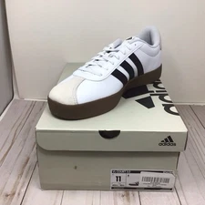 Adidas VL Court 3.0 Mens Leather Skateboard Sneakers White Black Grey Size 11
