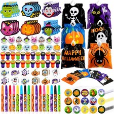 168 Pcs Halloween Craft Set for Kids - Trick or Treat Party Favors, Stickers, Ta