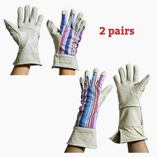 2 Pairs Gloves Short & Long Women's Leather Gardening Gloves Thorn Proof Glove