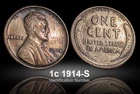 1914S Lincoln Wheat Cent Penny Lots of Red Remaining w/Luster Fom Collection