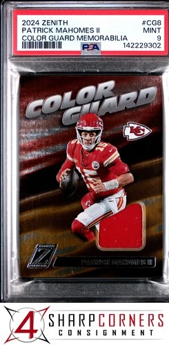 2024 PANINI ZENITH COLOR GUARD MEMORABILIA #CG8 PATRICK MAHOMES II POP 6 PSA 9