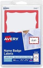 Adhesive Name Badge 2-1/3x3-3/8in labels White 100/PK - 1EA