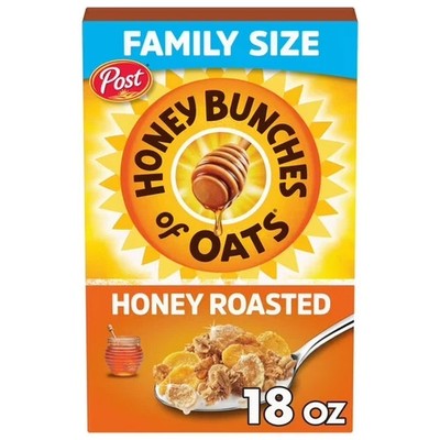 Honey Cereal Honey Bunches of Oats Honey Roasted Crunch, 18 oz Box