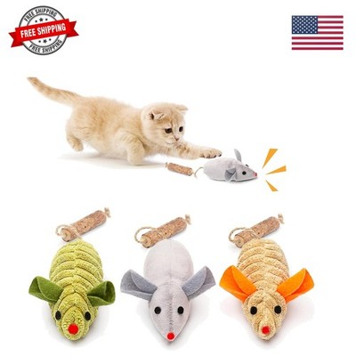 Cat Toys: 3pcs Squeak Mice Interactive Catnip Silvervine Animals for Indoor K...