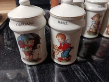 Vintage Hummel Style Porcelain Shaker Spice Jars - Set of 5