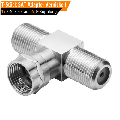 T-Stück Adapter Verteiler F-Buchse Kupplung Y Koax Antenne TV SAT DVB-T2