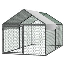 Metal Chicken Coop for 4-6 Chickens, 3.3 x 6.6 x 3.3 ft, Small Chicken Cage